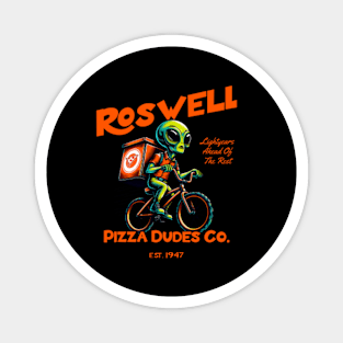 Cute Alien Retro Design - Roswell Pizza Dudes - Gift For Kids Magnet